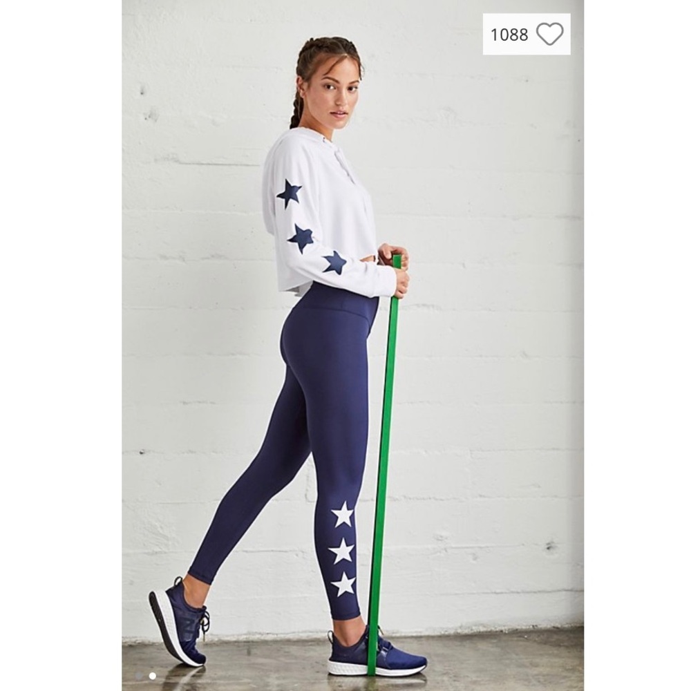 Free People x Strut This Teagan Star Leggings Navy High Rise Workout Pants